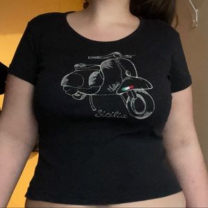 Embroidered baby doll crop top